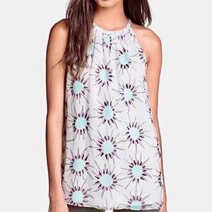 #S1 DVF Lainey Sun Print Silk Sleeveless Halter Style Top Sz 12